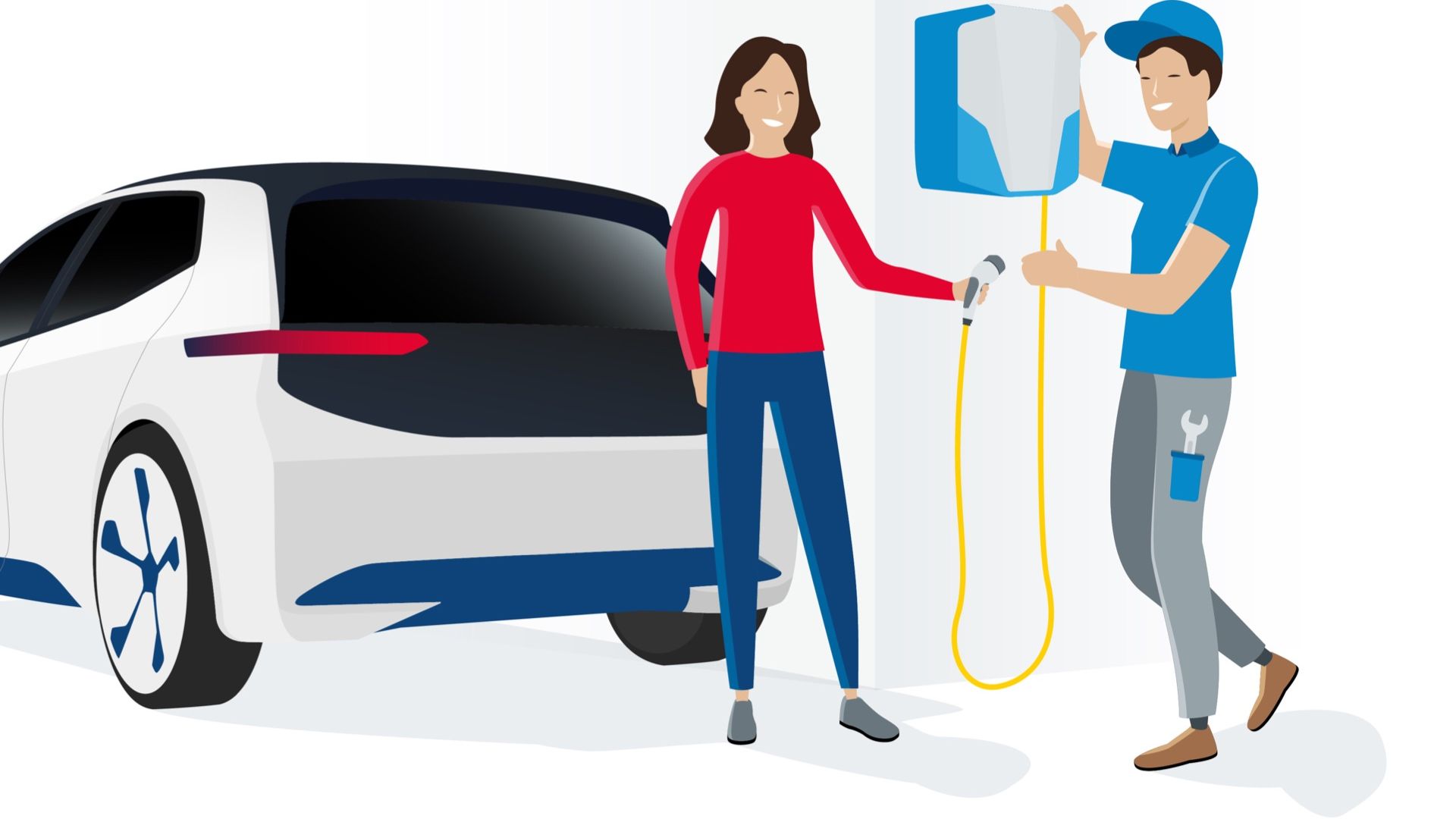 Ilustração do ID.3  e da Estação de Carregamento