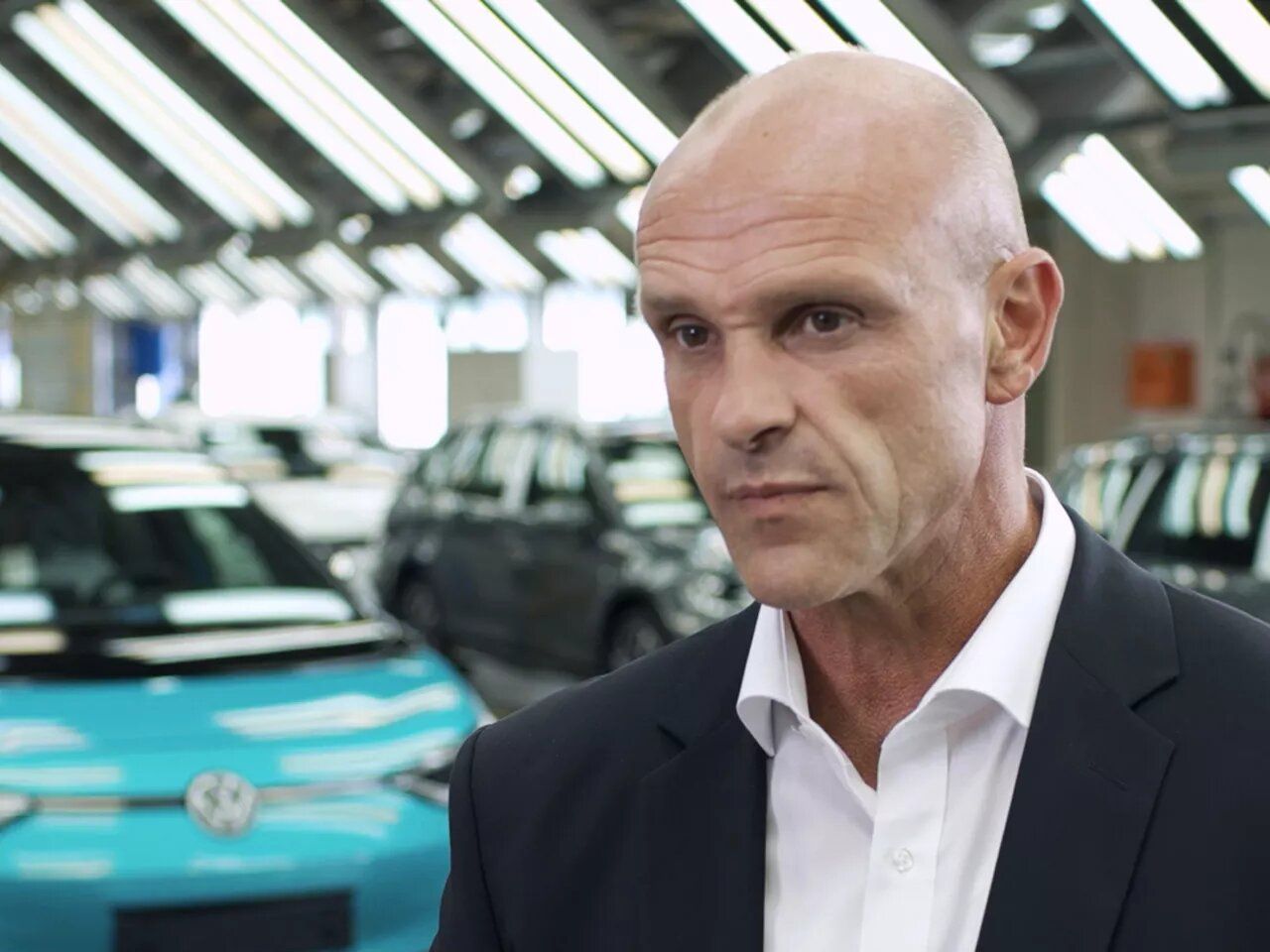 Reinhard de Vries na fábrica da Volkswagen em Zwickau