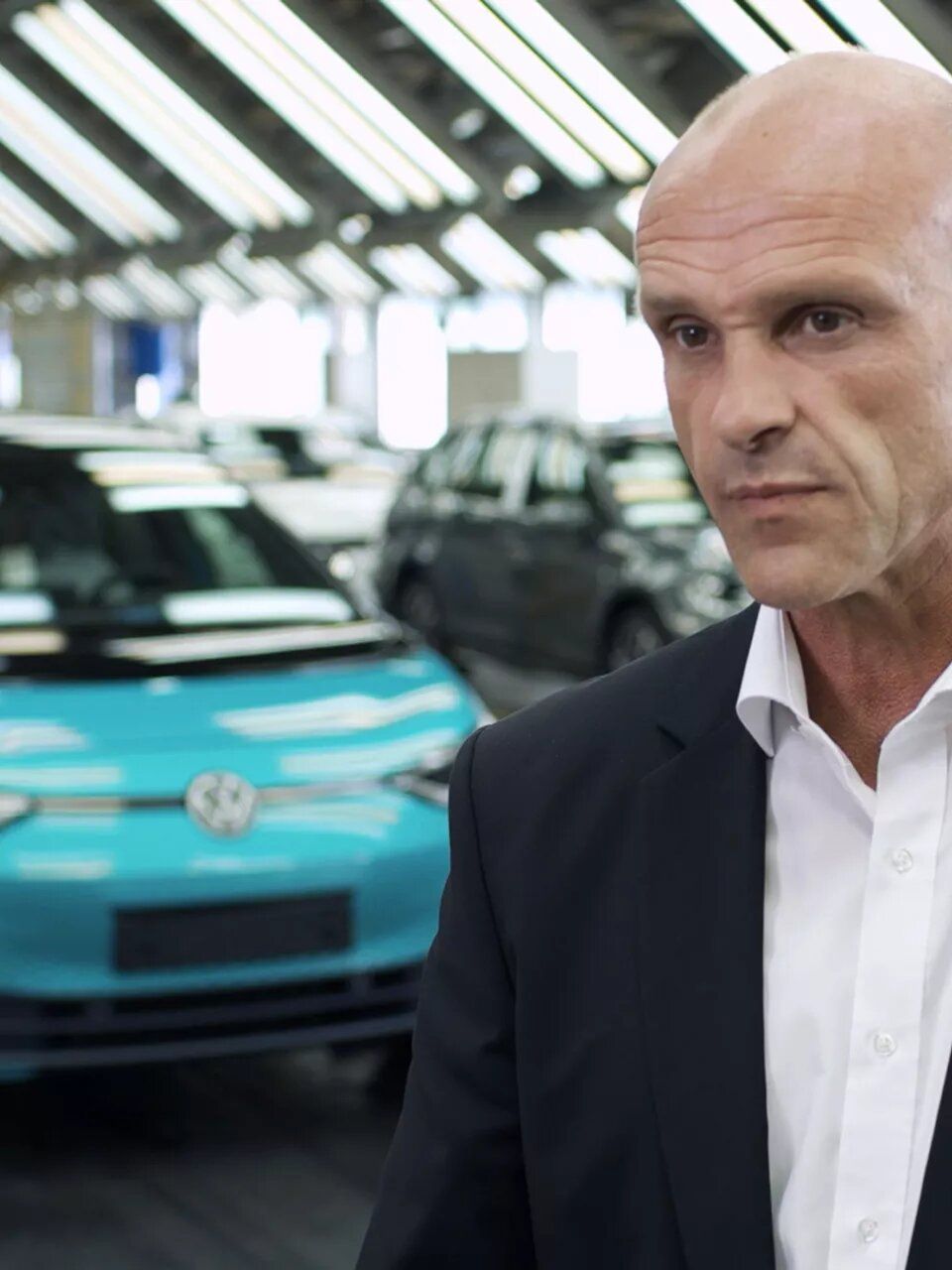 Reinhard de Vries na fábrica da Volkswagen em Zwickau