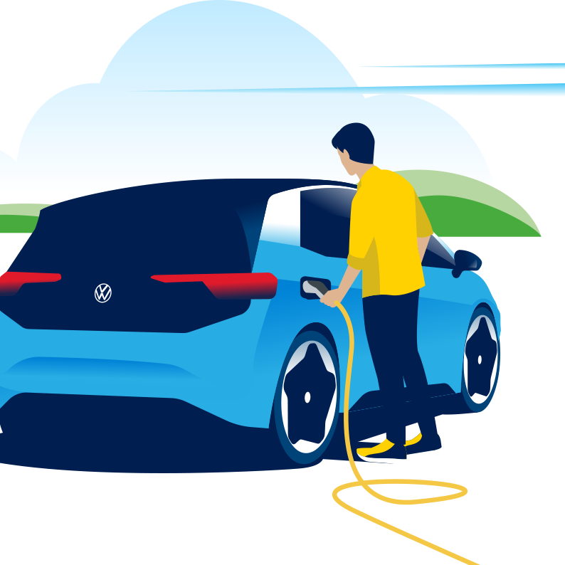 Imagem de uma pessoa a carregar o VW ID.3.