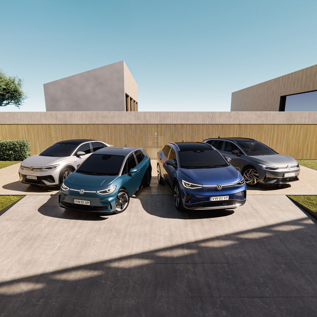 Quatro veículos SUV elétricos gama ID Volkswagen