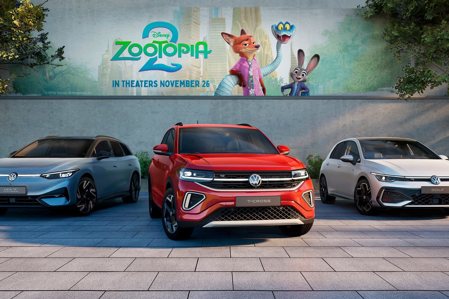 Os modelos Volkswagen ID. podem ser vistos no novo filme da Disney, Zootopia 2.