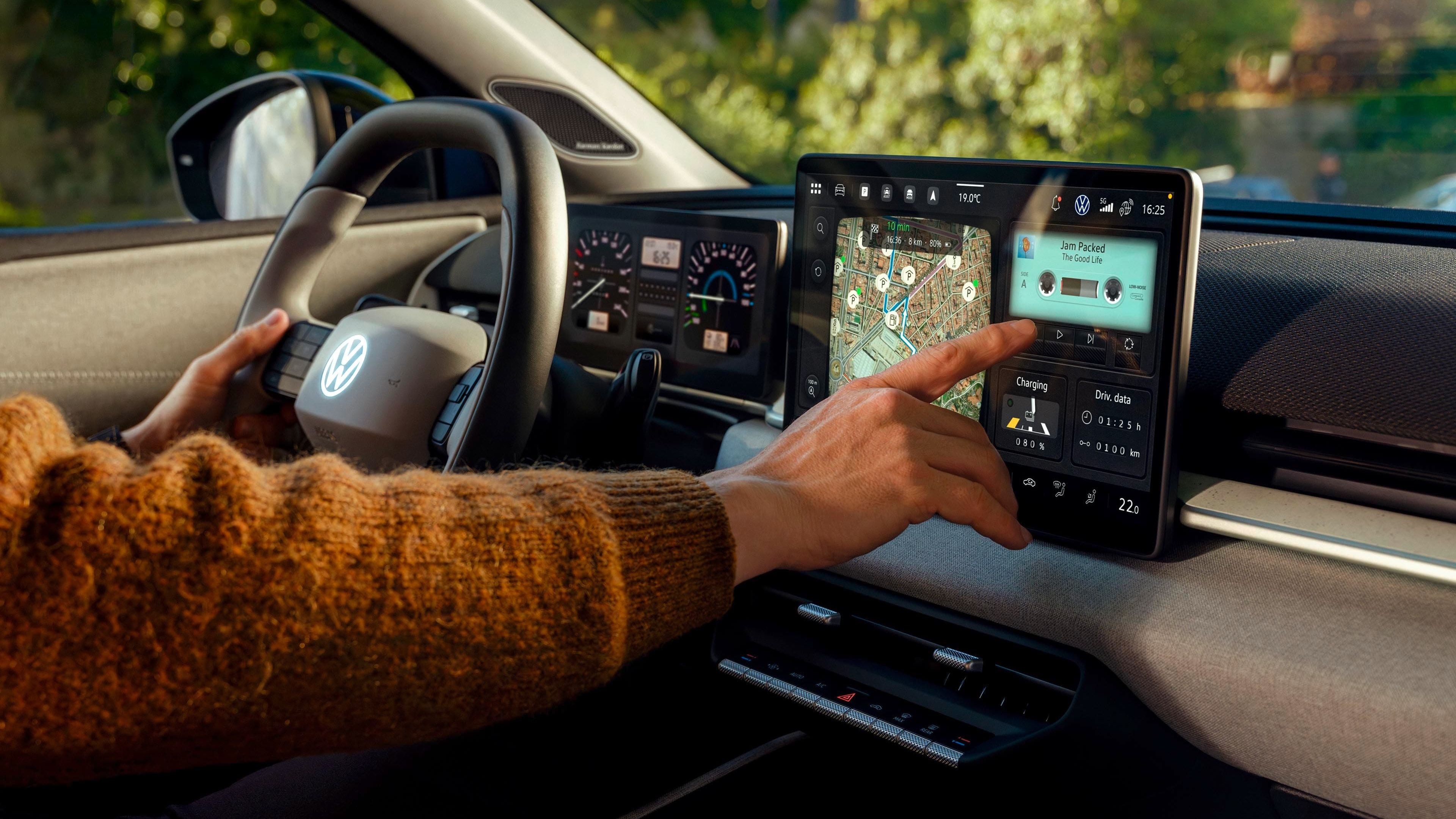 Sistema de Infotainment com mapa de navegação do VW ID. Polo.