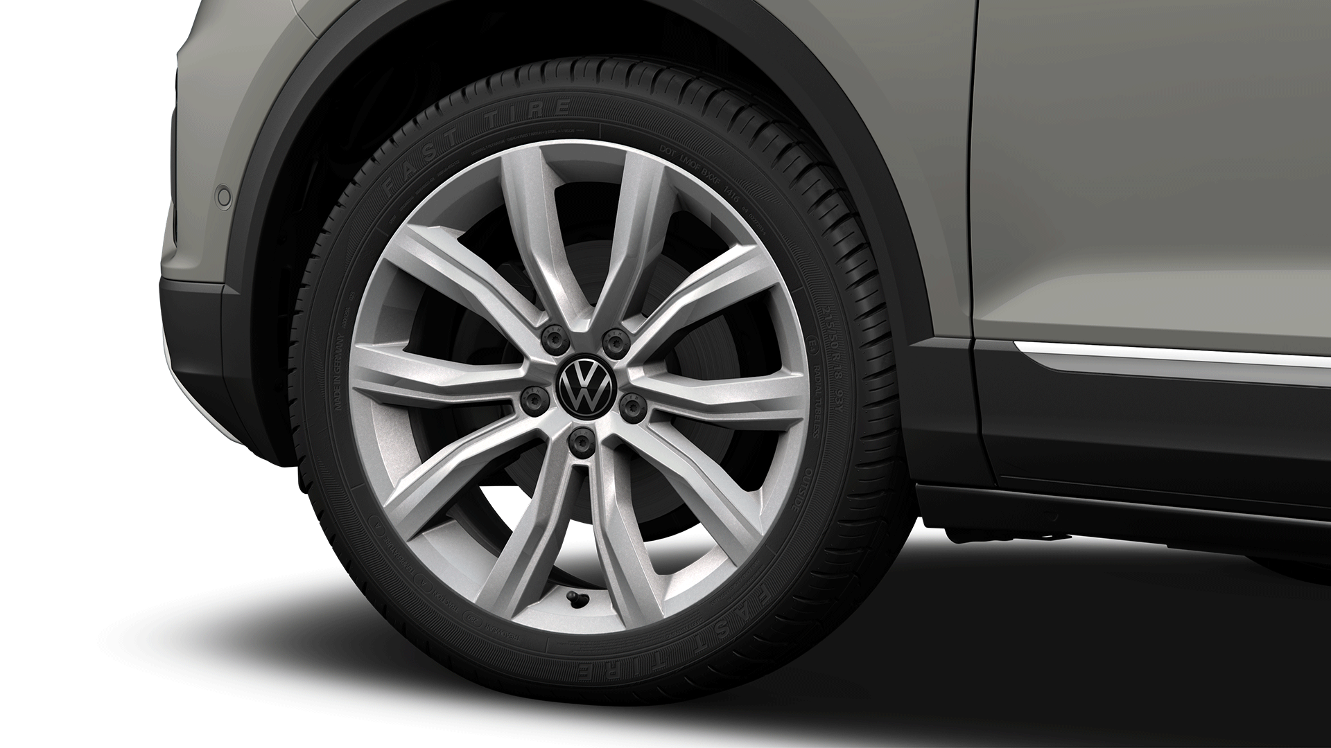 VW T-Roc 18-Zoll-Leichtmetallrad „Grange Hill“ in Sterling-silber lackiert