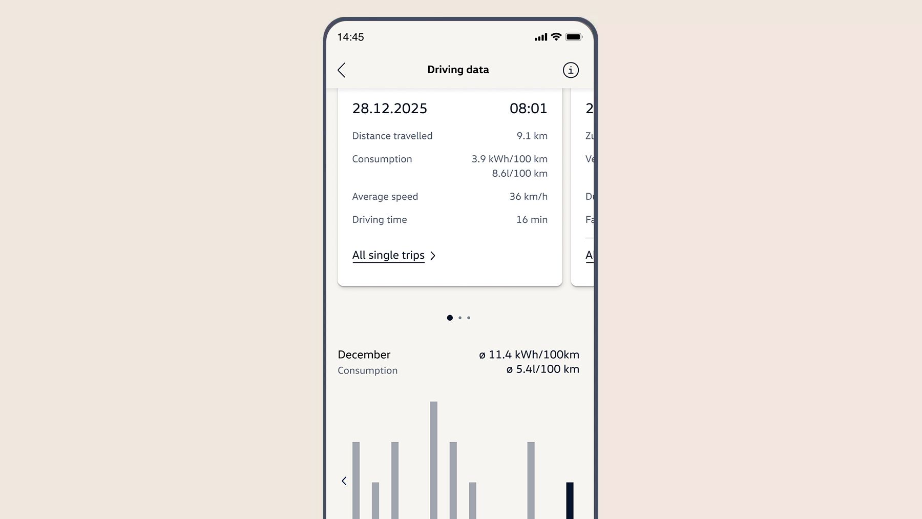 App Volkswagen Dados de condução