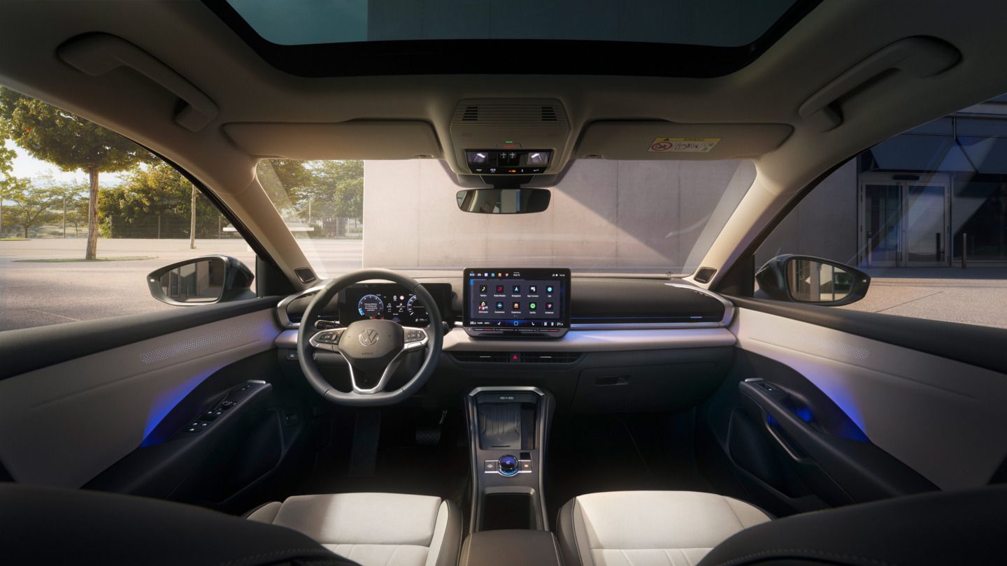 Vista para o interior do VW T-Roc Style.