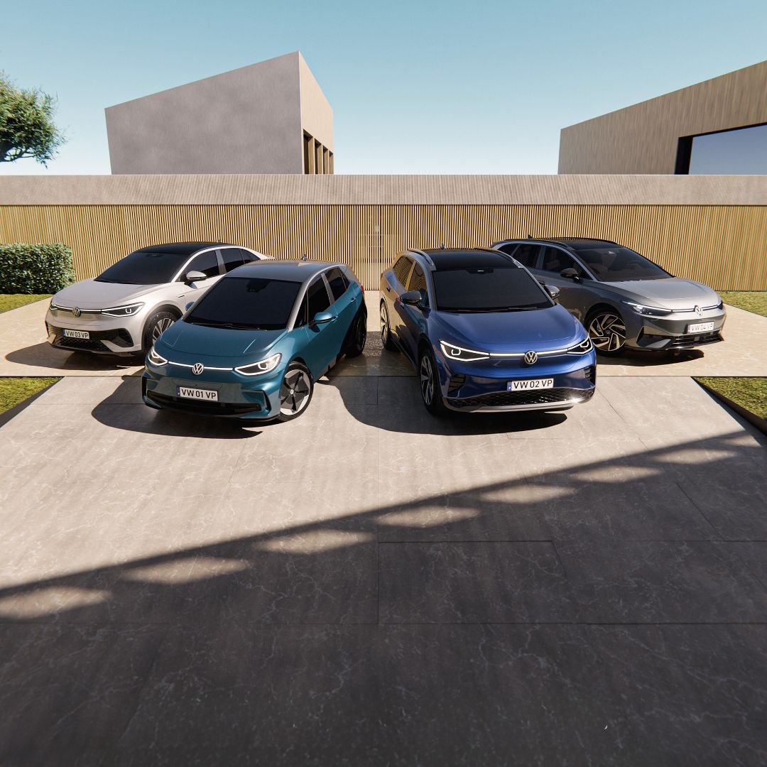 Quatro veículos SUV elétricos gama ID Volkswagen