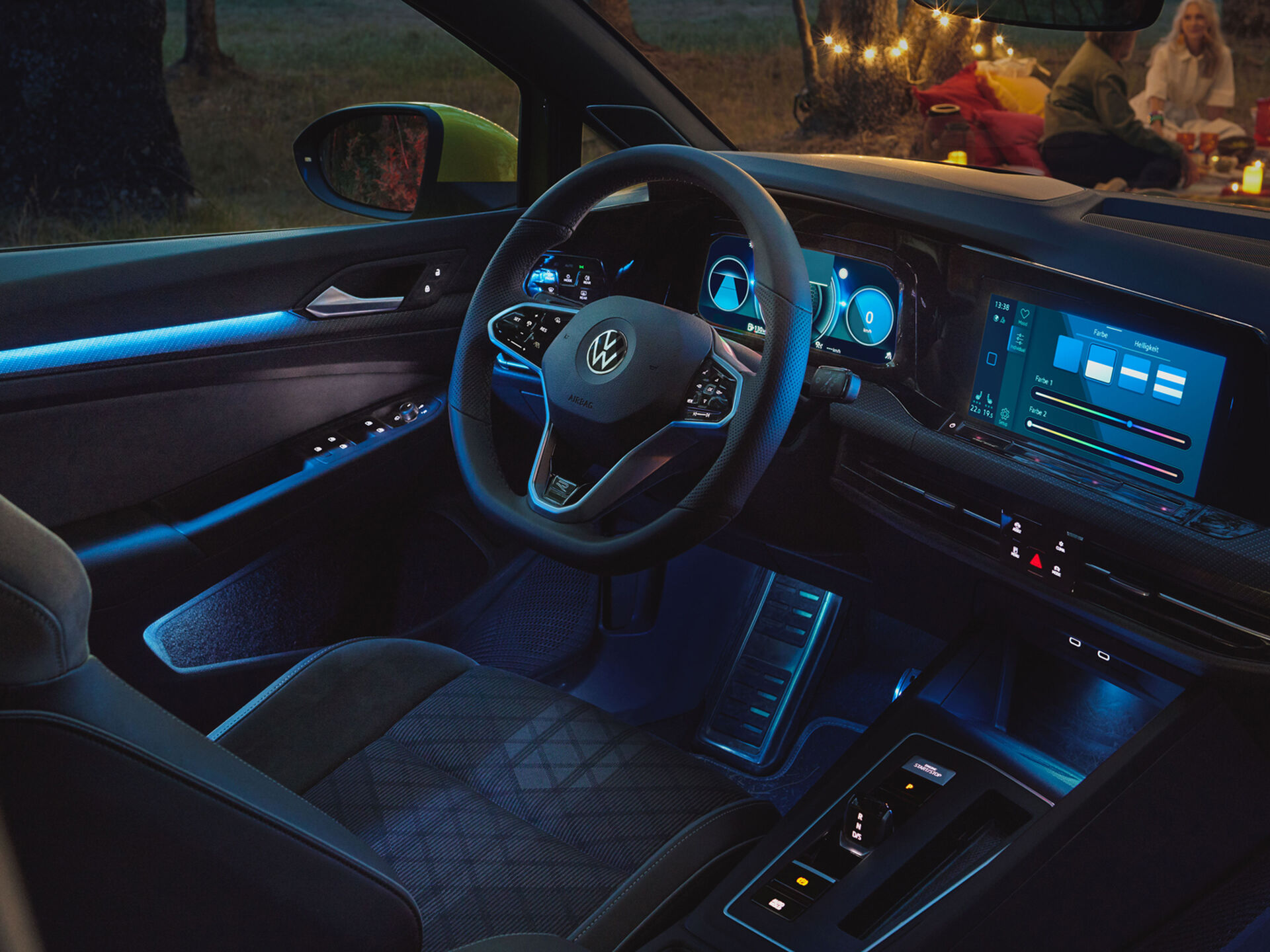 Luzes ambiente do VW Golf; vista interior