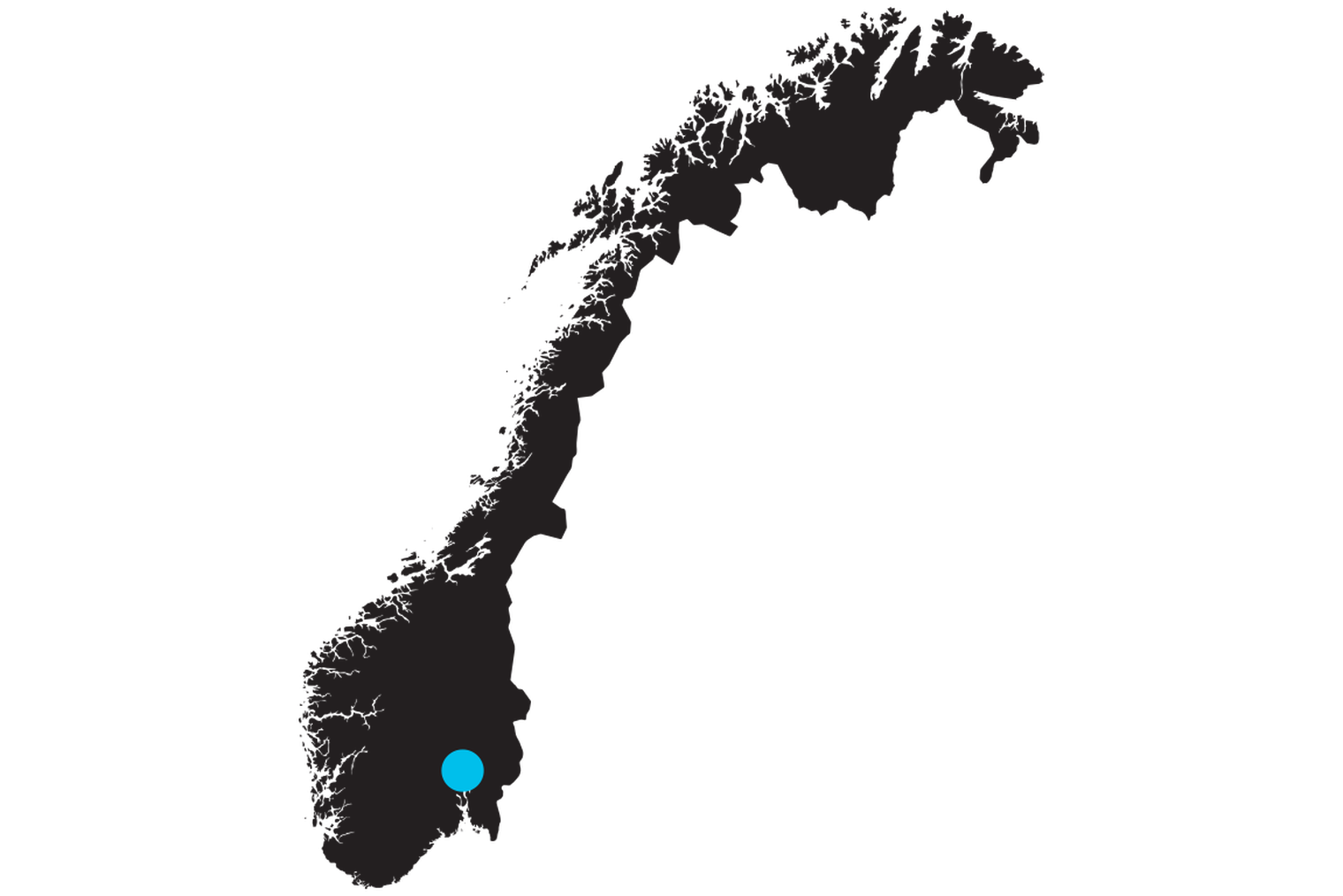 Esboço de um mapa da Noruega com uma marca sobre a localização de Oslo