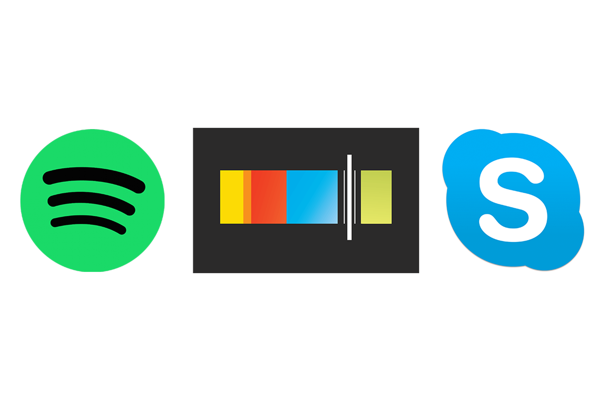 Spotify, Stitcher, Skype