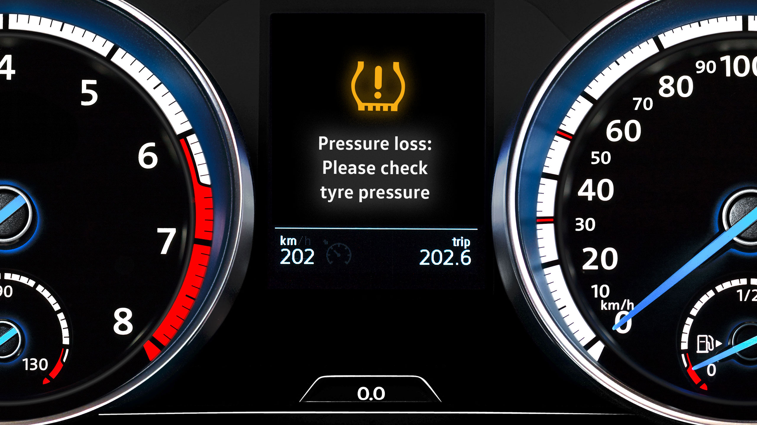 Aviso amarelo Volkswagen de perda de pressão nos pneus