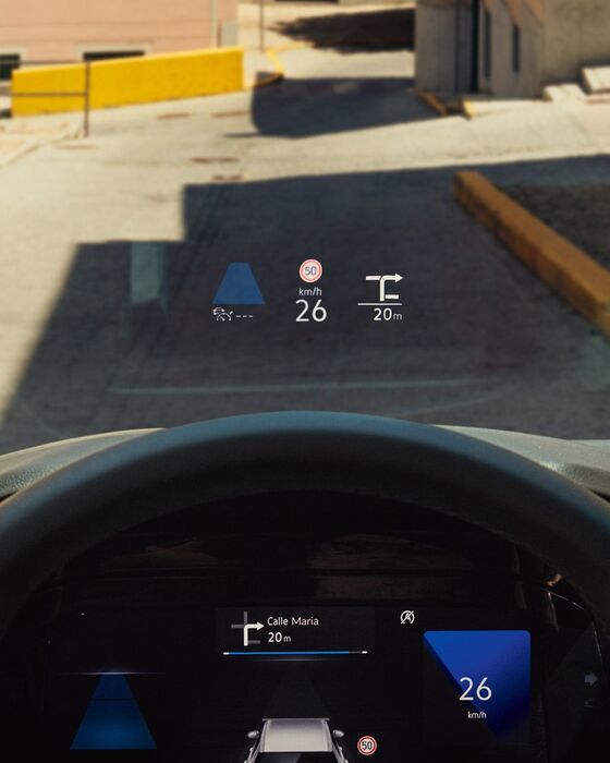 Com o sistema head-up display no Golf Variant, as informações são projetadas no para-brisas.