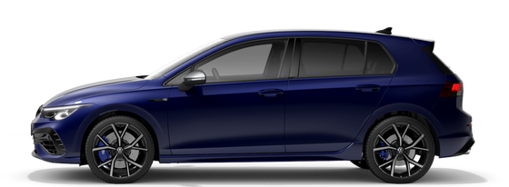 Blauer VW Golf R Seitenansicht