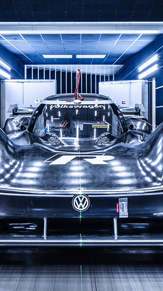 O Volkswagen ID.R  no túnel de vento
