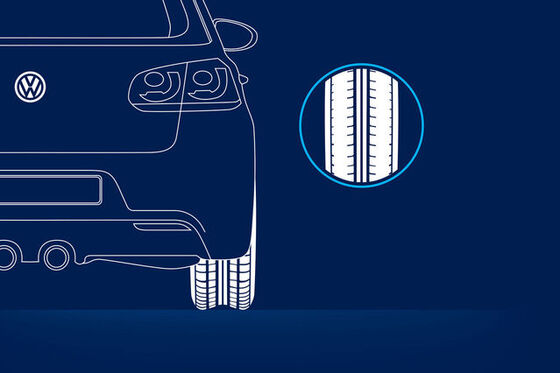 Ilustração de um desgaste anormal do pneu: desgaste principalmente no ombro do pneu